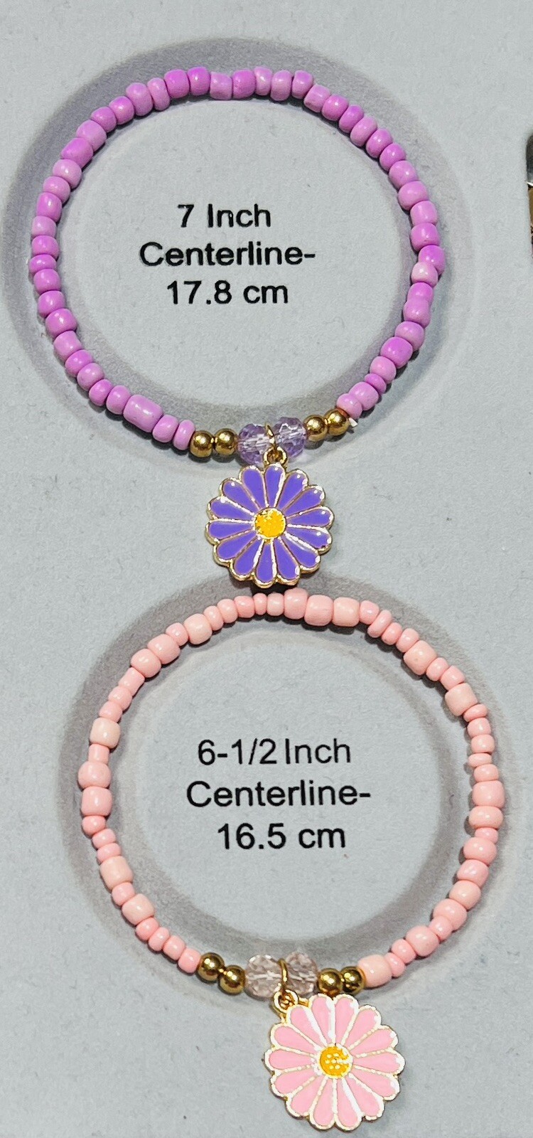 Daisy Flower Charm Bracelet, Elastic, Glass Beaded For Women, Girls, Teen