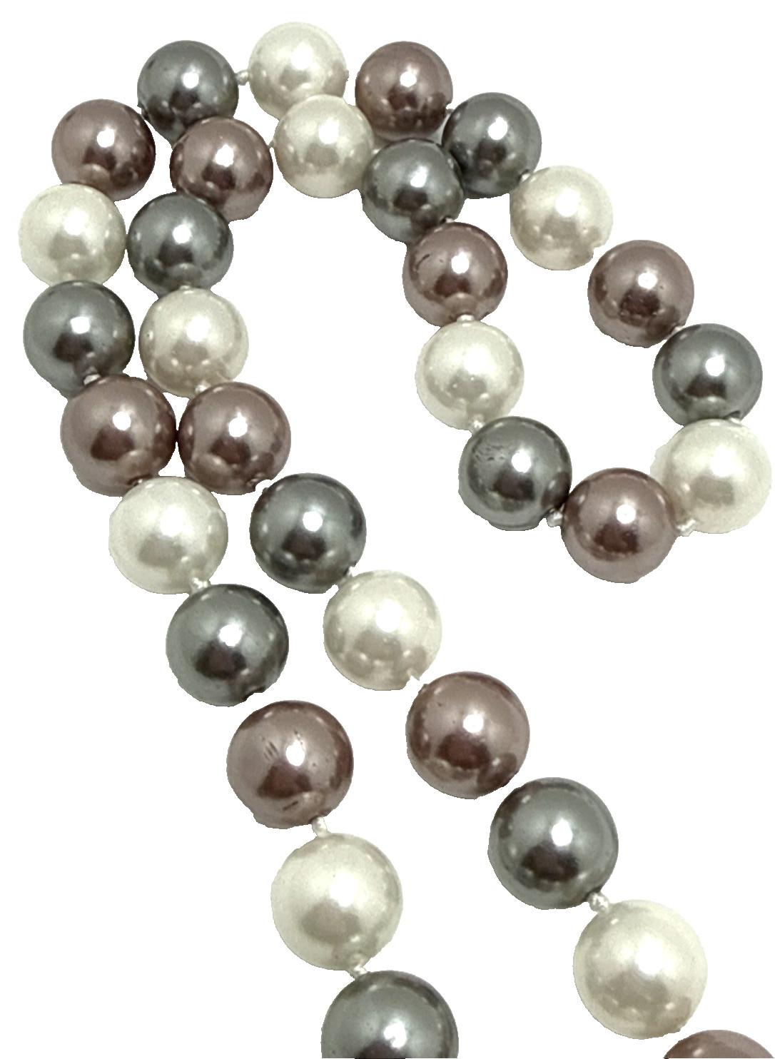SAACHI Faux Pearl Necklace Detachable Pendant Rhinestone Accents Gray Purple 22″