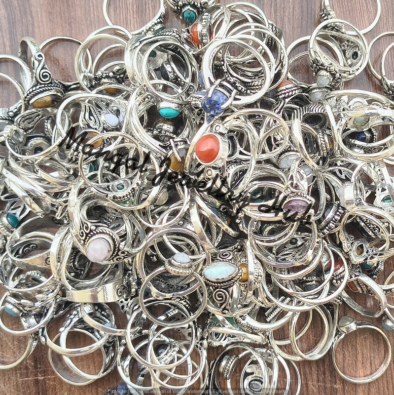 New Arrive Coral & Mix Gemstone Rings 925 Sterling Silver Plated Jewellery Lot