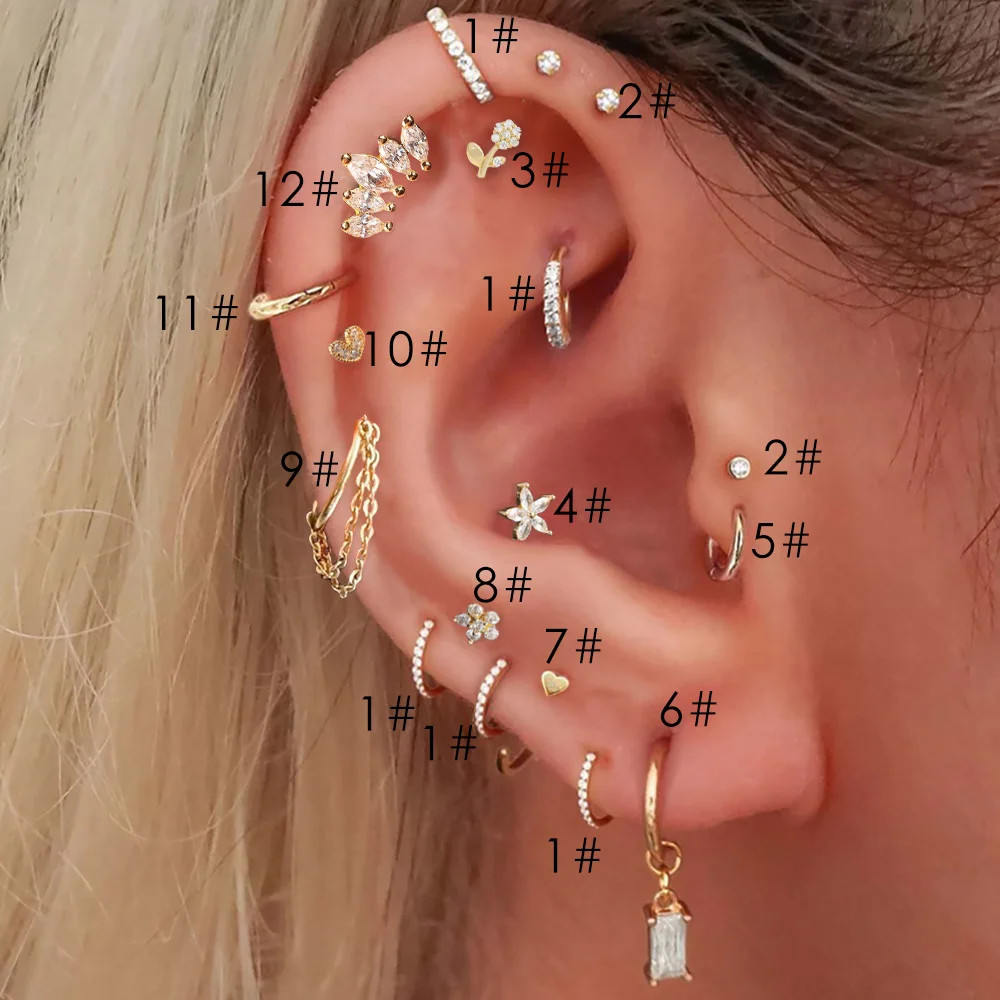 Helix Ear Piercing Clicker Ring Chain Cartilage Stainless Steel Jewelry