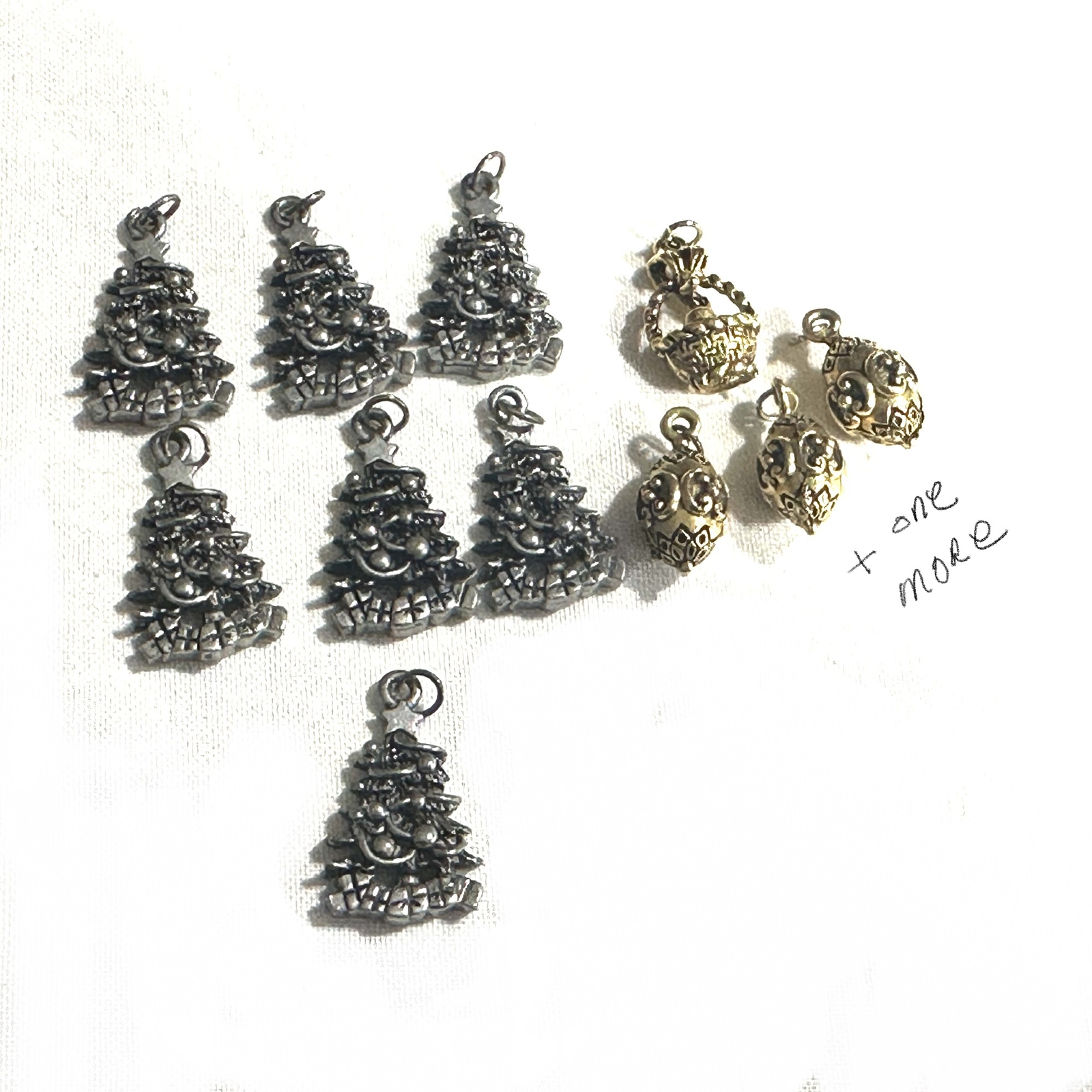 Christmas Tree and Easter Basket & Decorated Egg Charms Pendants 12 Pcs