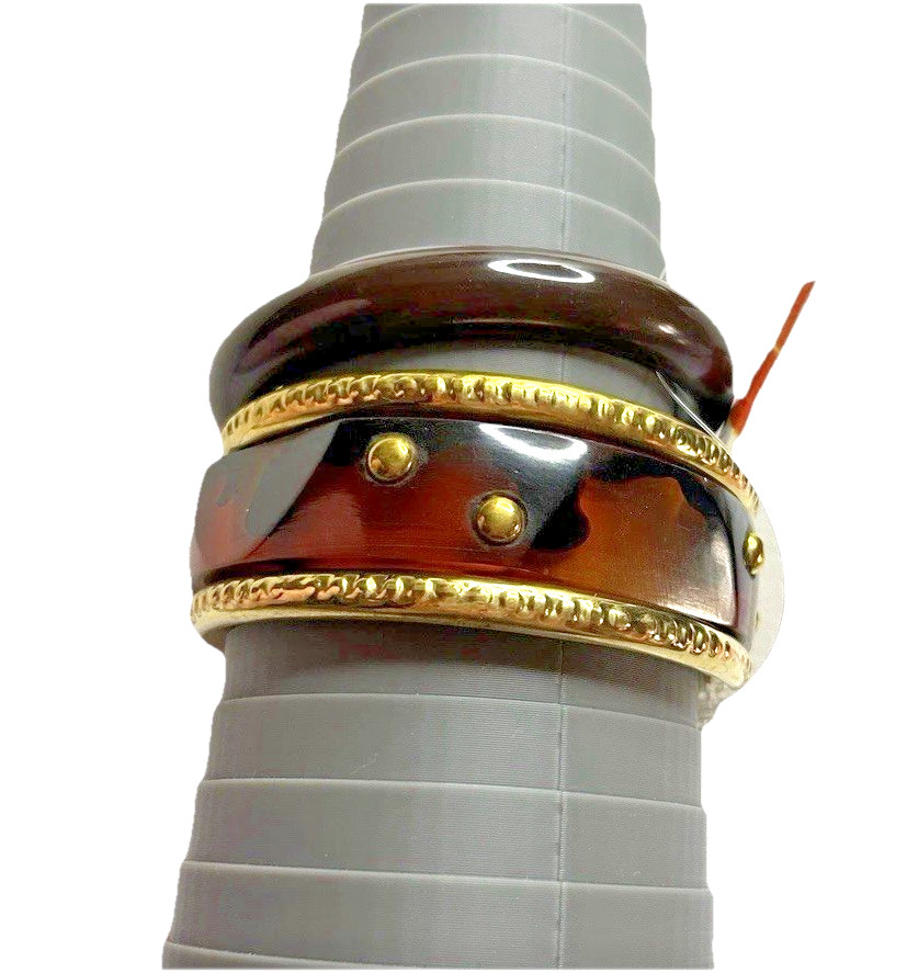 NWT Set of 4 Antika Hard Plastic 8” Brown & Gold Bangle Bracelets