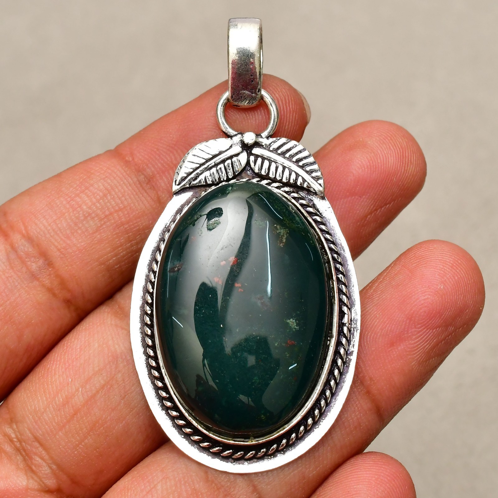 Blood Stone Gemstone Handmade 925 Sterling Silver Jewelry Pendant 2.24″