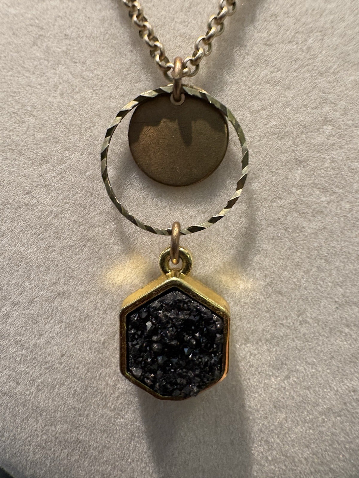 Larissa Loden Black Druzy Modernist Necklace