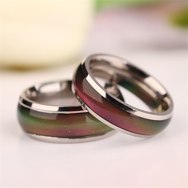 Men Ring Stainless Steel Color Change Mood Ring Emotion Feeling Changeable Ring