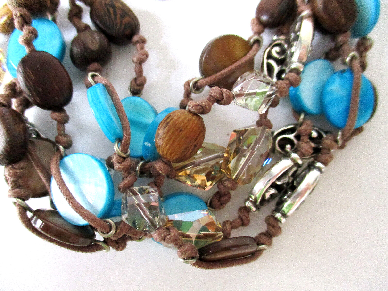 Brighton Riviera Blue Lagoon Bracelet Brown & Blue Beads Silver Plated