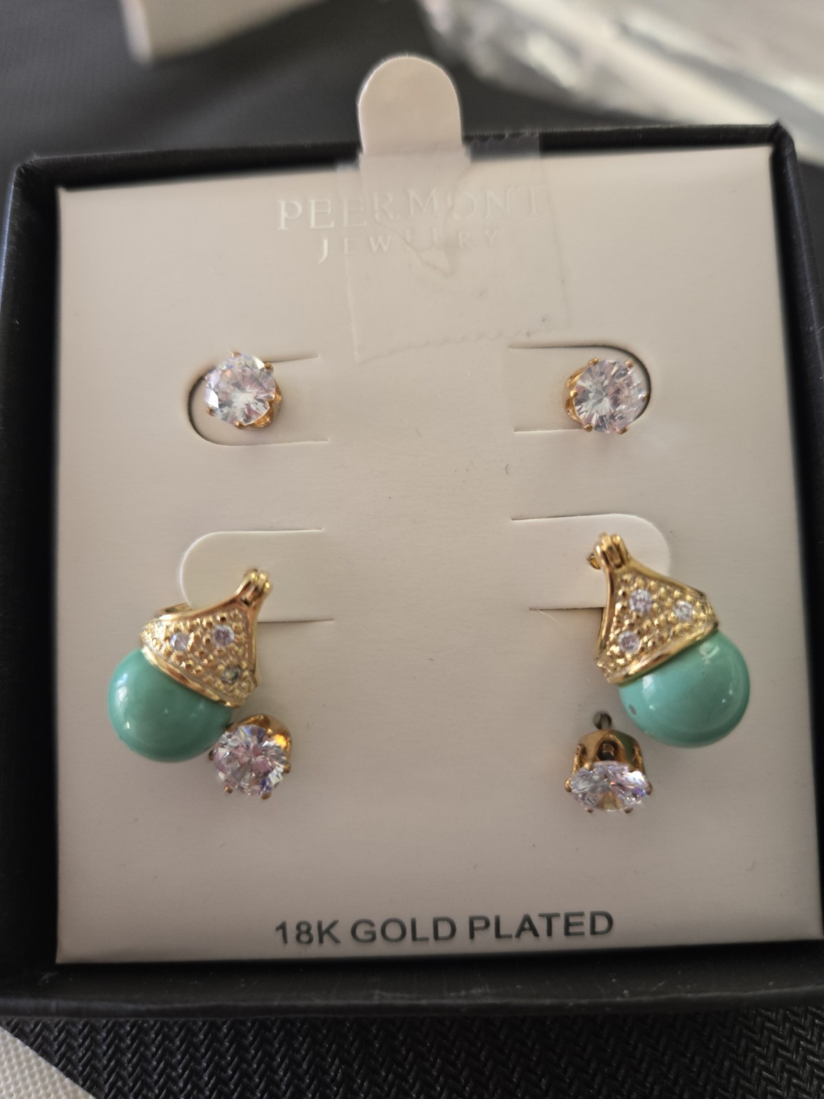 Peermont Jewelry 18k Gold Plated Stud Earrings Set(3 Pairs Of Earrings) New