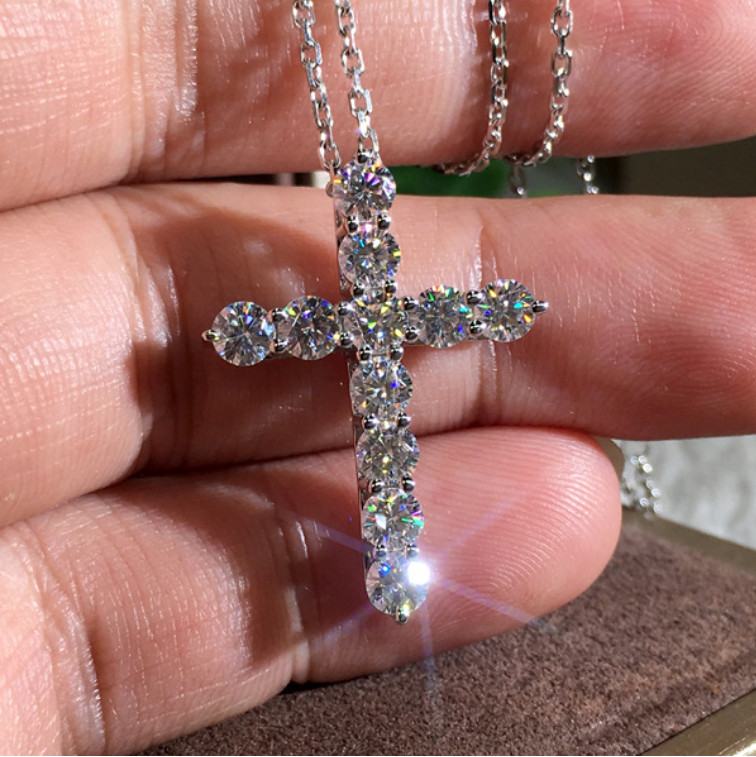 Women’s Sterling Silver 925 CZ CROSS Eternity Pendant 18″ Necklace Gift Box K38