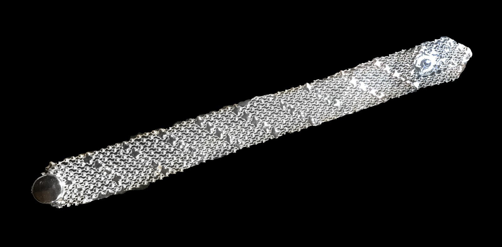 Sergio Style thin silver mesh cuff Bracelet Liquid Metal Snap button NEW