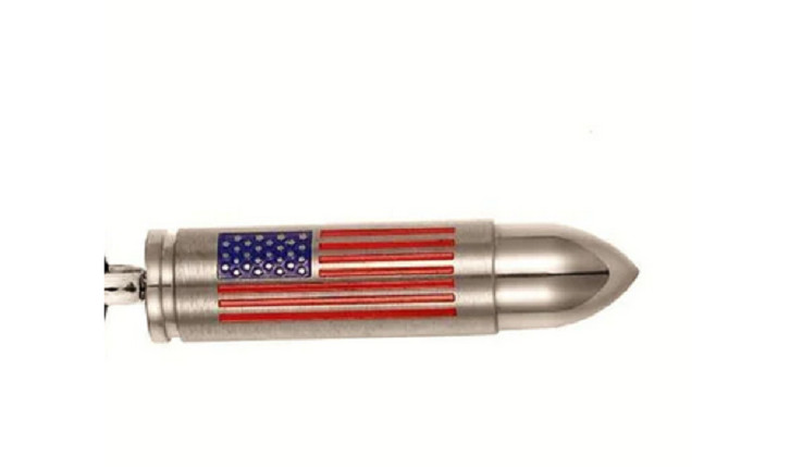 large BULLET FLAG URN CREMATION ASHES Pendant 22″ 925 Sterling Silver Necklace