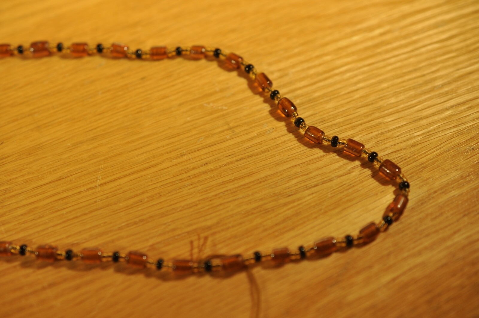 Beautiful Casual Amber Black Beaded Necklace 26 Inches Hook Eye Closure Fashion