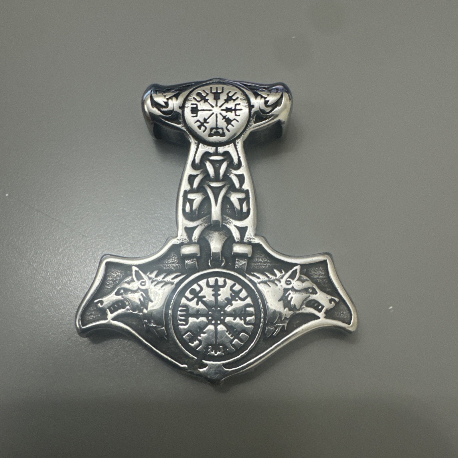 Mjolnir Hammer Stainless Steel Thor Hammer Pendant Nordic Viking 24 Inch Chain