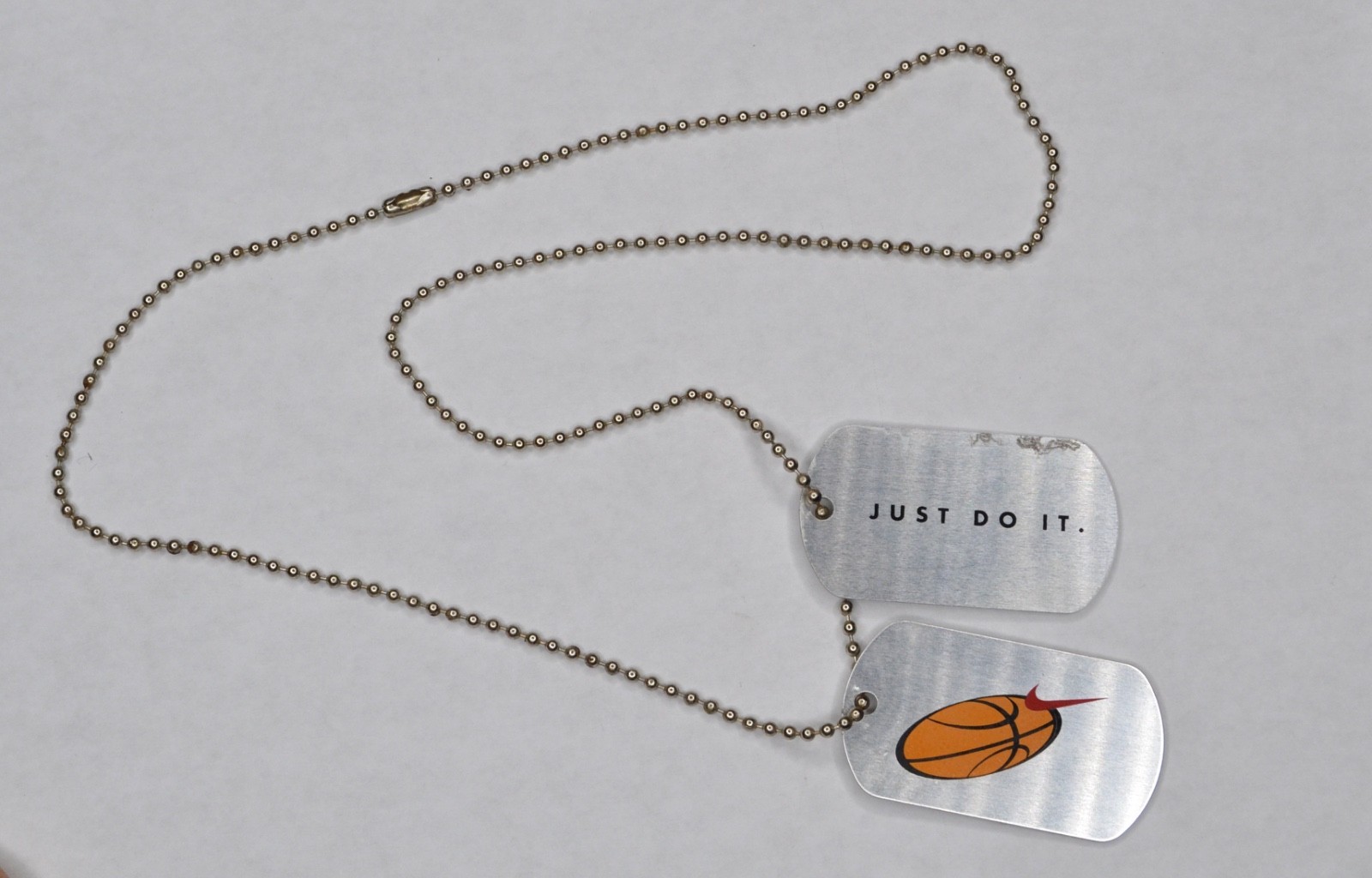 Rare Nike Just Do it Basketball swoosh Dog Tag Pendant Metal Chain Necklace #2