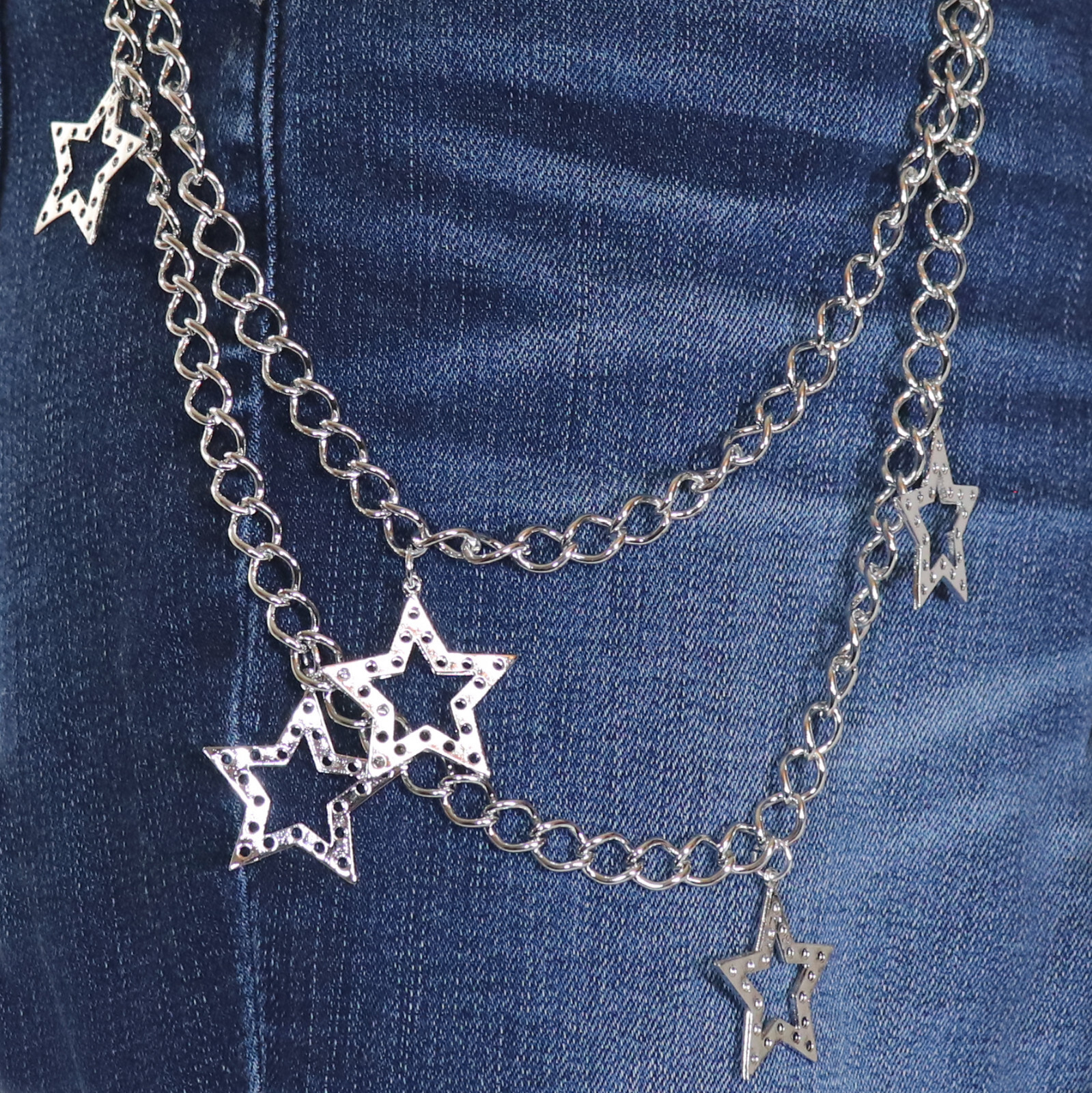 Jean Chains with Stars Hip Hop Punk Rock Heavy Duty Steel Chain JC-997