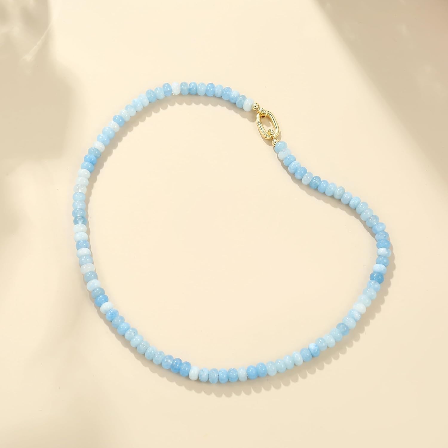 Vibrant Blue Beaded Choker Necklace for Women – Boho Summer Layering Jewelry