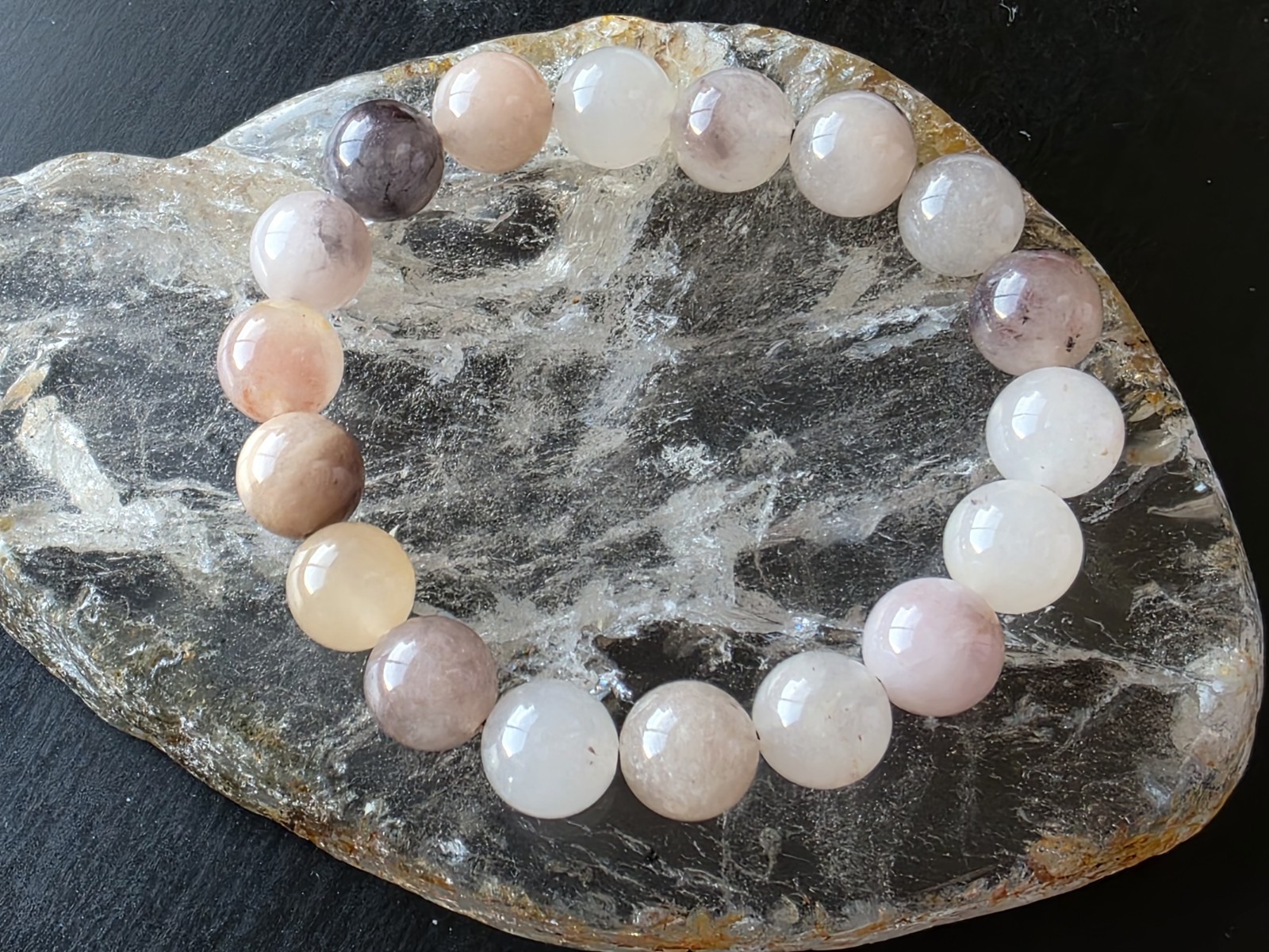 10mm Violet Jade Beaded Bracelet – 6.5″ Stretchy