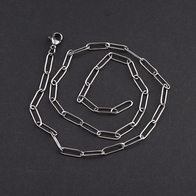Waterproof 2PCS Stainless Steel 20Inch Paperclip Chain Necklace SSF80-S