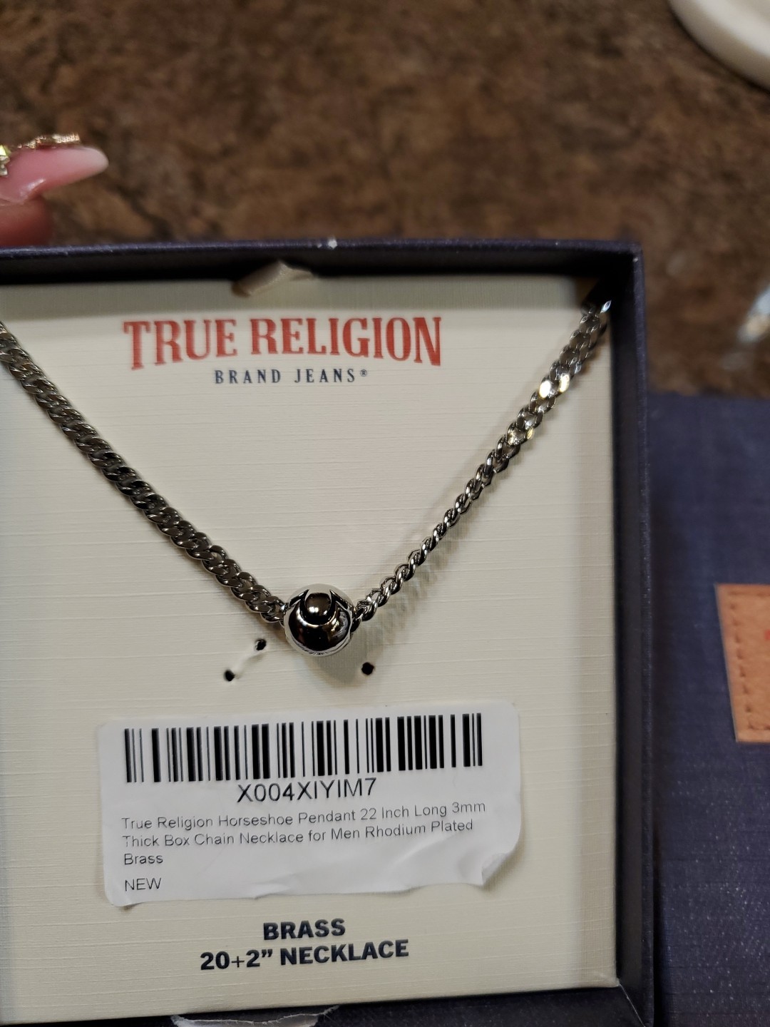 True Religion Necklace 22 Inch Rhodium Plated Over Brass