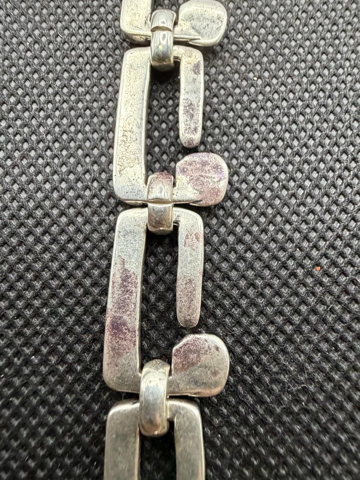 Uno de 50 ROOTS Silver Plated Bracelet Square Links Chain Medium