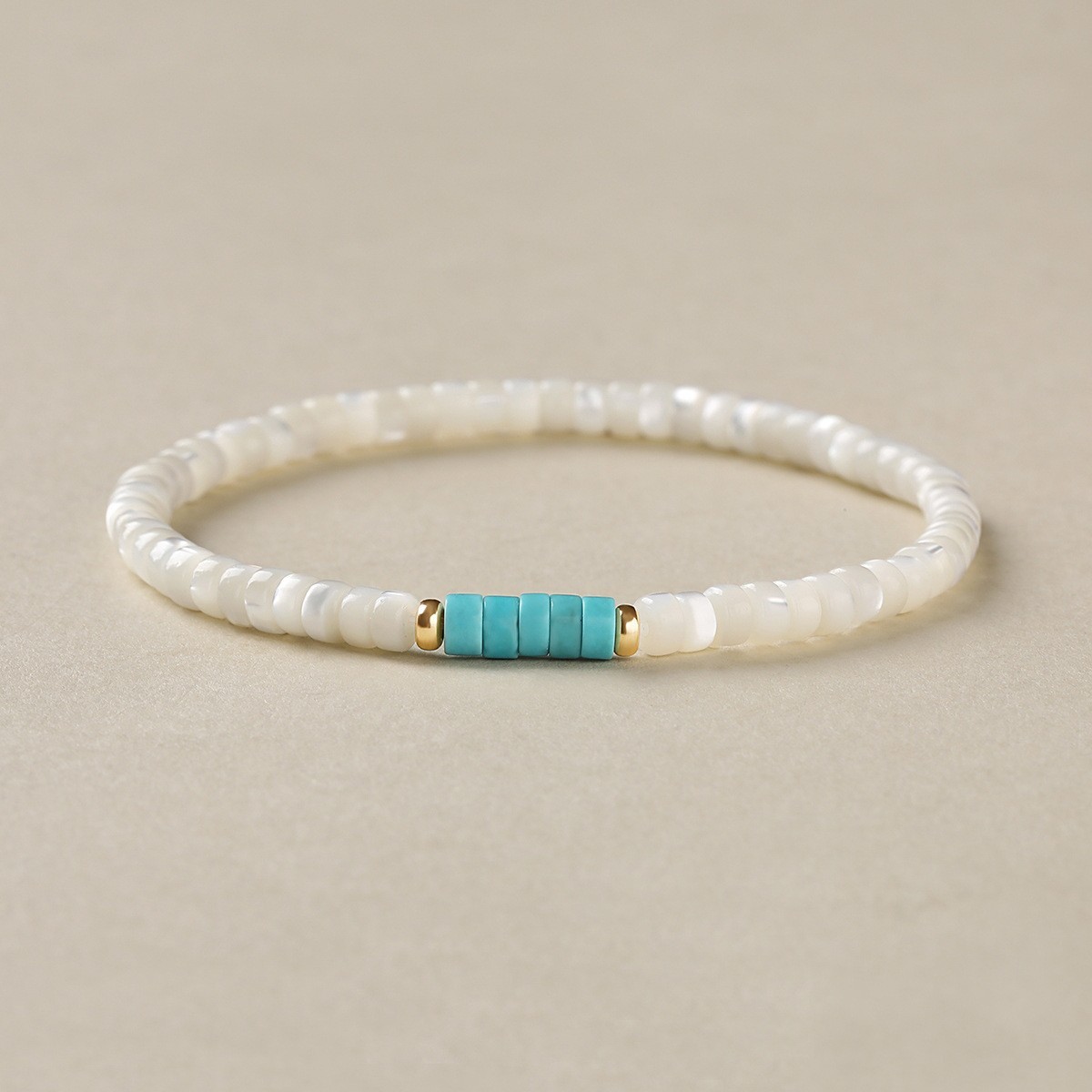 Turquoise & Mother of pearl Tube Beads Gemstone Healing Reiki Women Bracelet