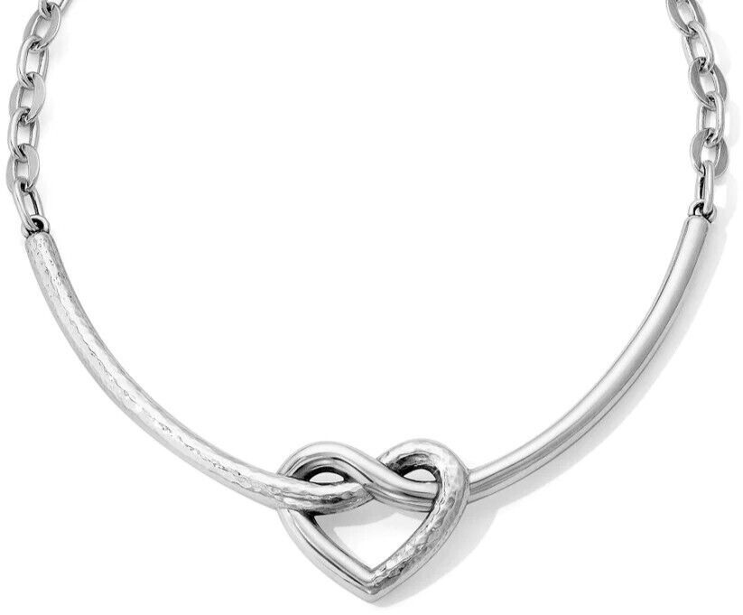NWTag Brighton HEART LOOP Hammered Silver Collar Short Necklace MSRP $68