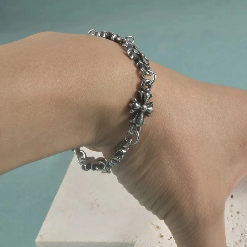 Chrome Hearts Style Cross Bracelet Zinc Alloy Chain Link Jewellery – UK SELLER