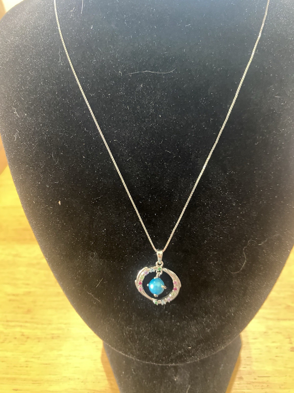 ring bomb party necklace Man Made Blue Pearl 18 Inch Silver Chain 12 Other Stone