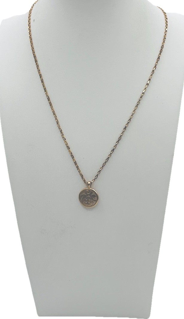 Brighton Contempo Medallion Petite Necklace Gold Tone Scroll Pendant 16-20”