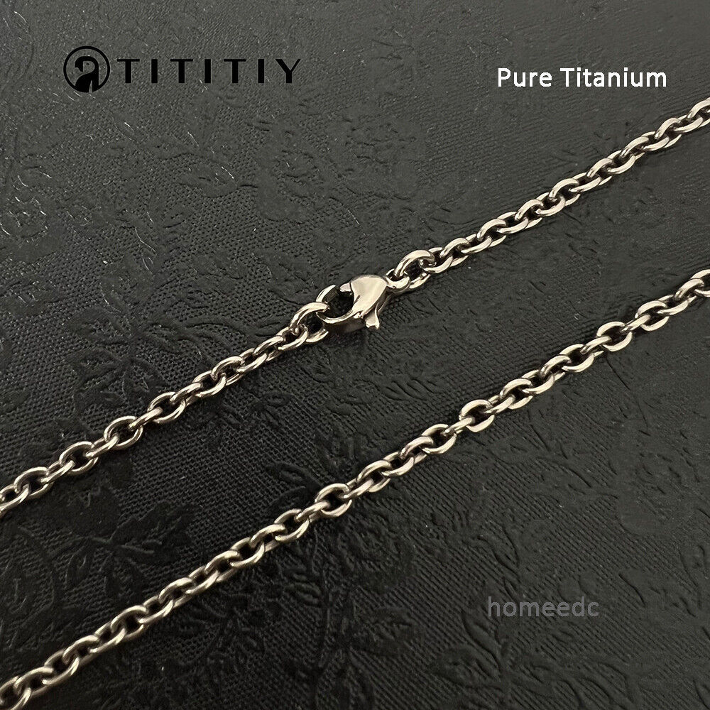 NEW 3mm Pure Titanium Necklace O Cable Link Chain Men Women Non-Allergic 23.6″