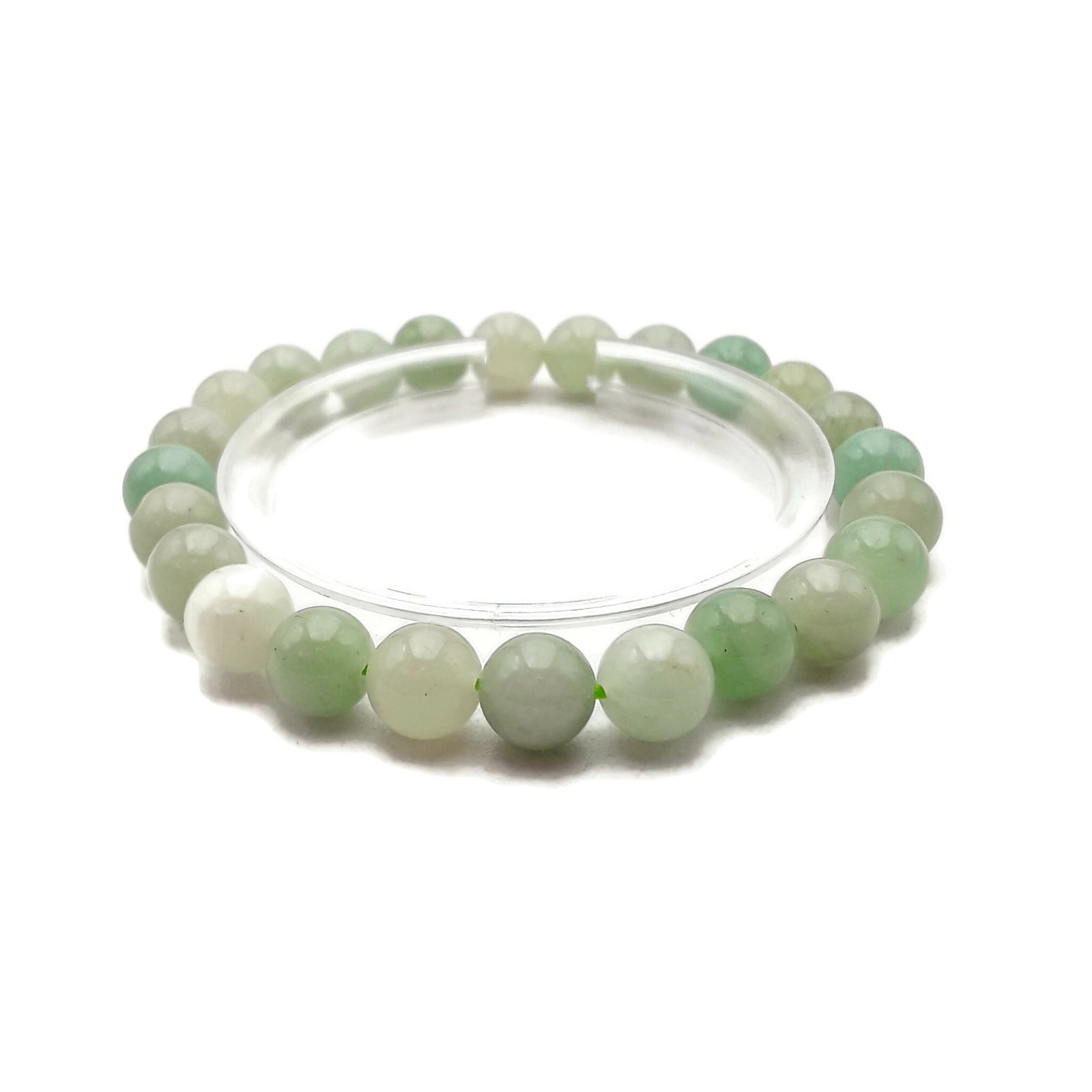 Multi-Green Aventurine Smooth Round Beaded Bracelet Size 8mm 10mm 7.5” Length