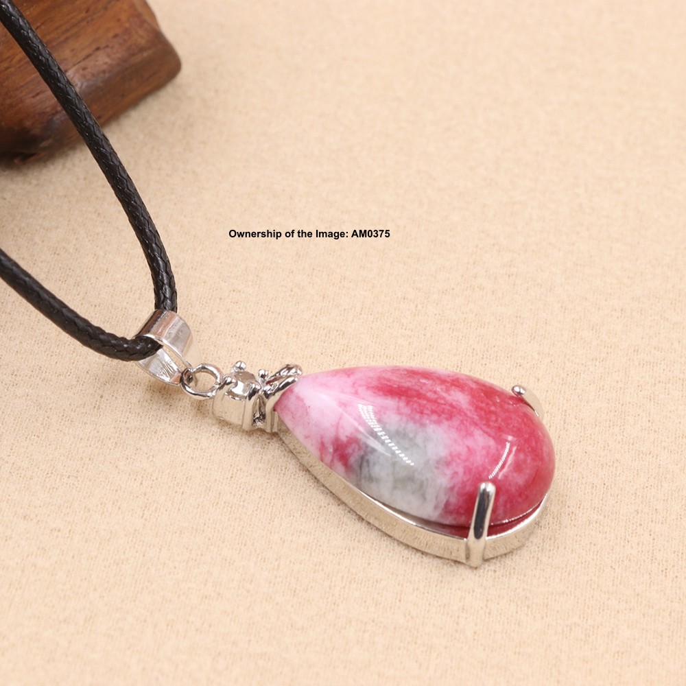NEW White Alloy Heating Jade Pendant For Women Men Pink Jade Pendant