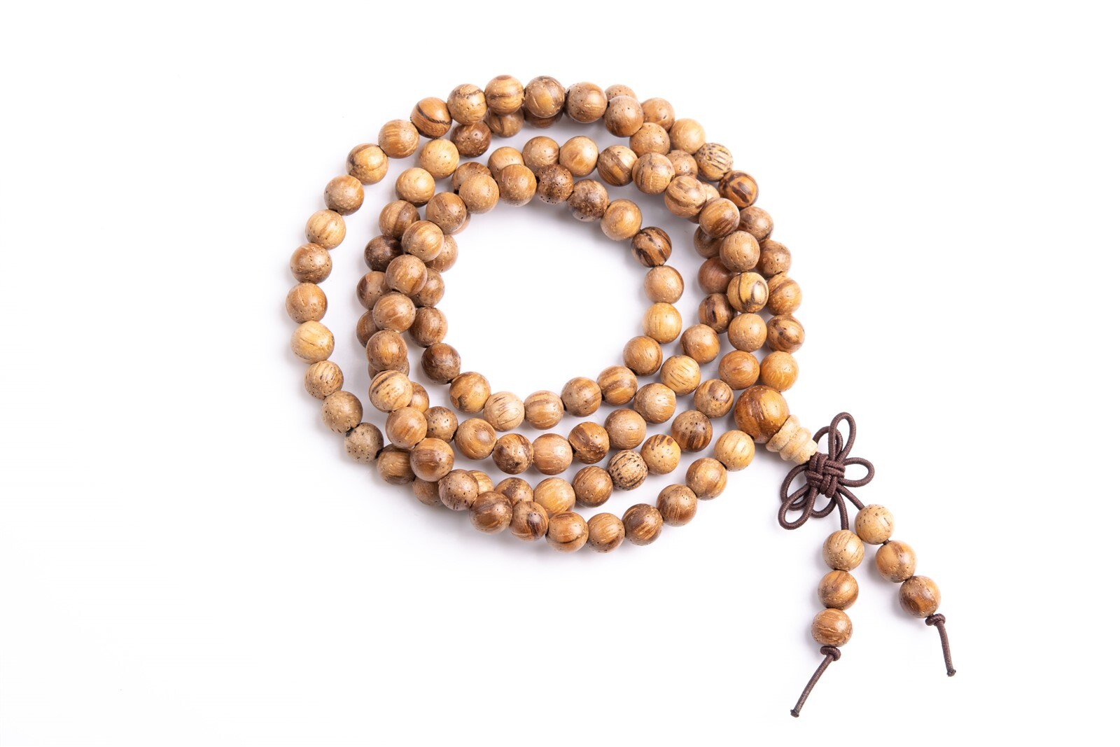 6MM 108 Pcs White Qinan Sandalwood Mala Beads Vietnam Natural Round Beads 27″