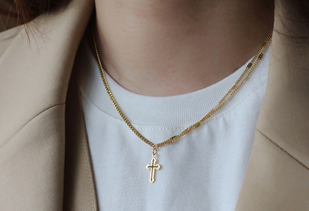 Chic Fashion Women Titanium Stainless Steel Cross Mixed Chain Necklace 16-18″
