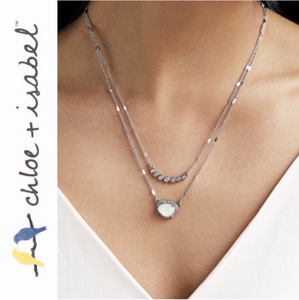 Chloe+Isabel Bianca Convertible Pendant Necklace 18” & 19” Silver + Bonus New!