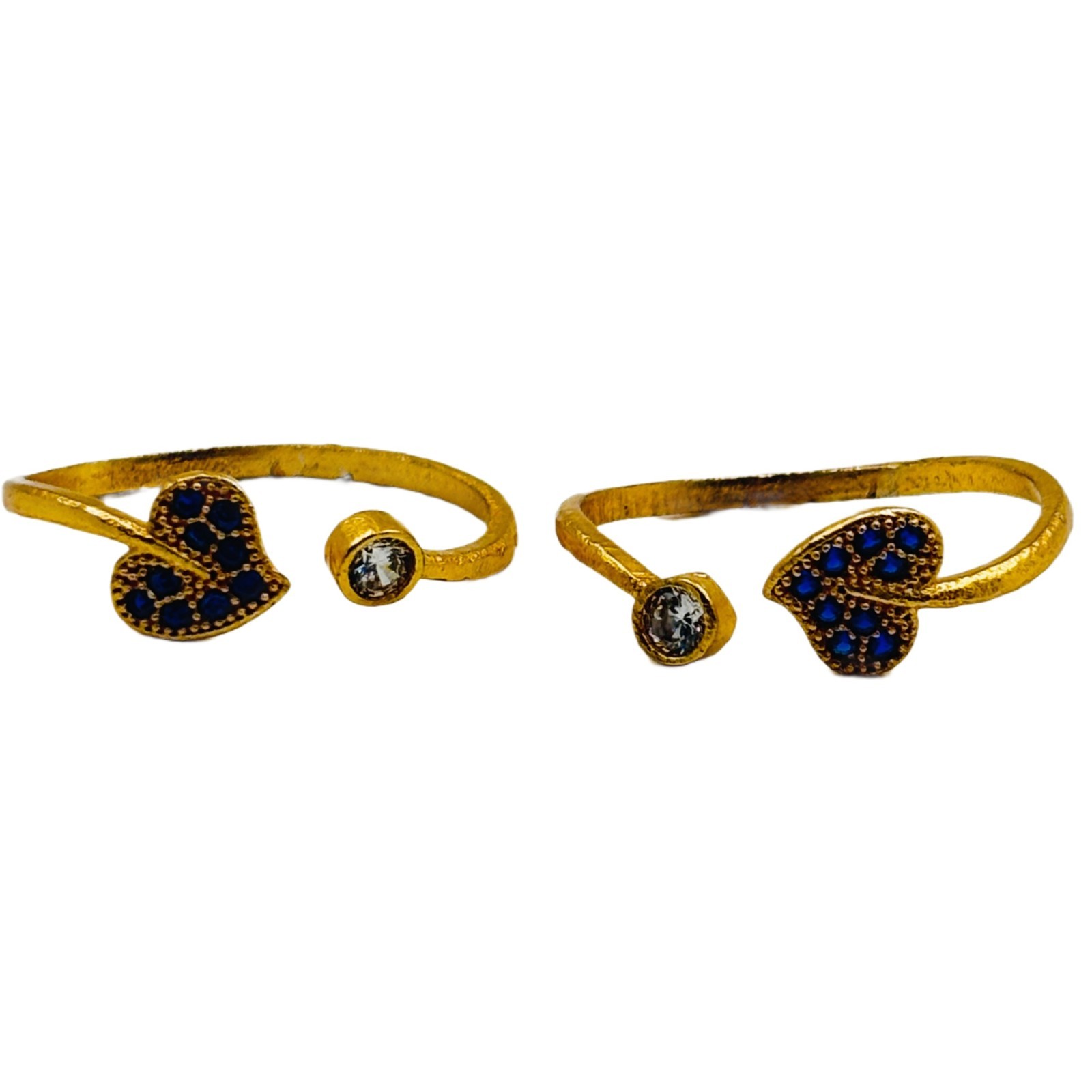 Heart Adjustable Toe Ring Gold Plated Artificial Stone Open Band Foot Jewelry