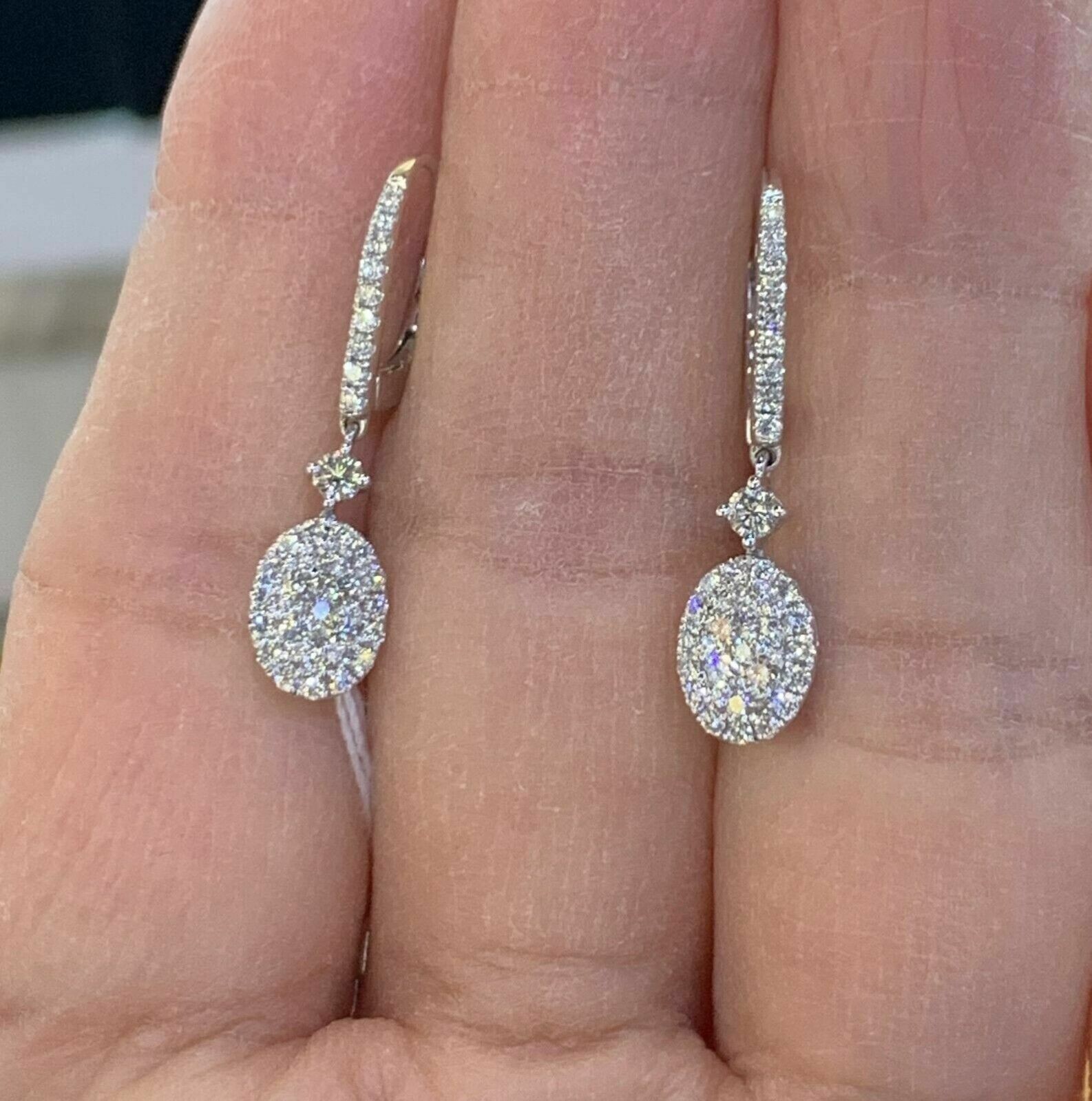 0.30Ct Round Simulated Diamond Drop & Dangle Earrings In 14K White Gold Plated