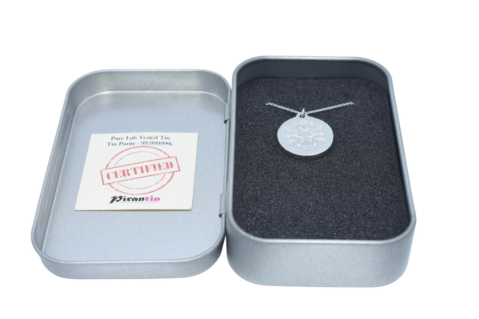 10th Anniversary Tin Pendant Snowflake Star Minimalist Necklace Gift UK