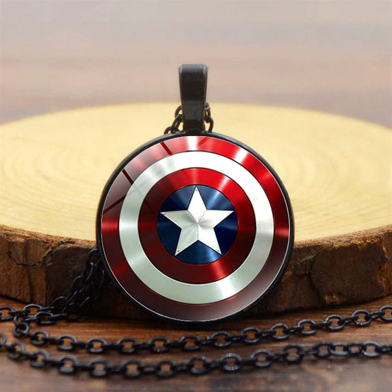 Captain America Vibranium Shield Marvel Superhero Pendant Necklace – Black