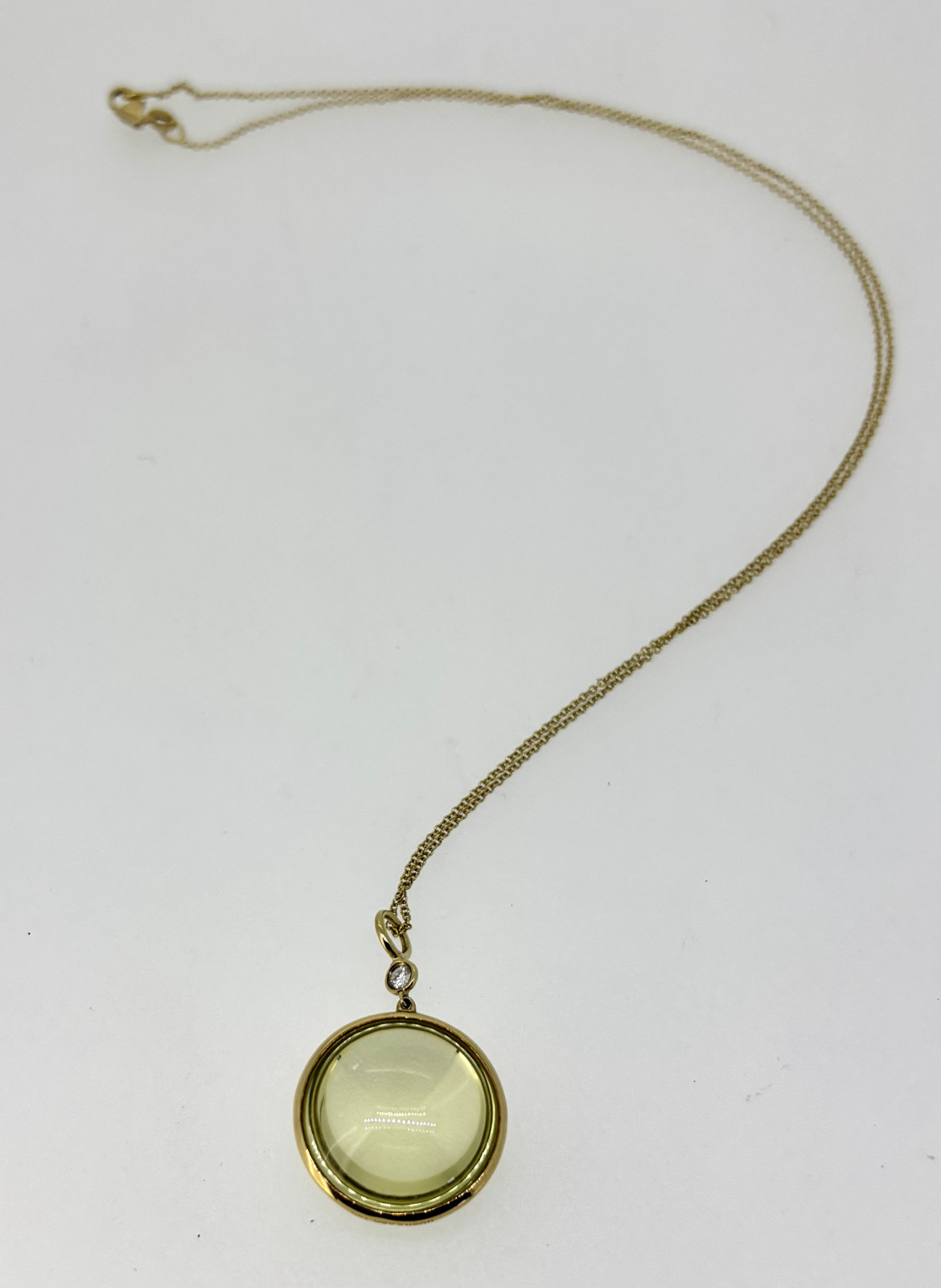 Goshwara 18Kt Yellow Gold, Lemon Quartz Diamond Necklace on 18″ Chain (New)