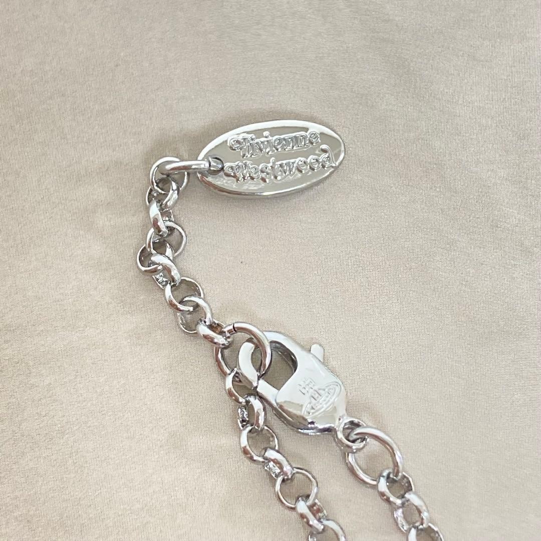 Vivienne Westwood Tiny Orb Necklace Ice Blue 2.3cm Silver with drawstring