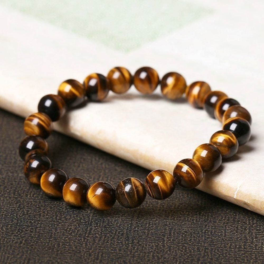 Natural Tiger’s Eye Beads Dainty Bracelet 8mm Gemstone Healing Crystal Bracelet