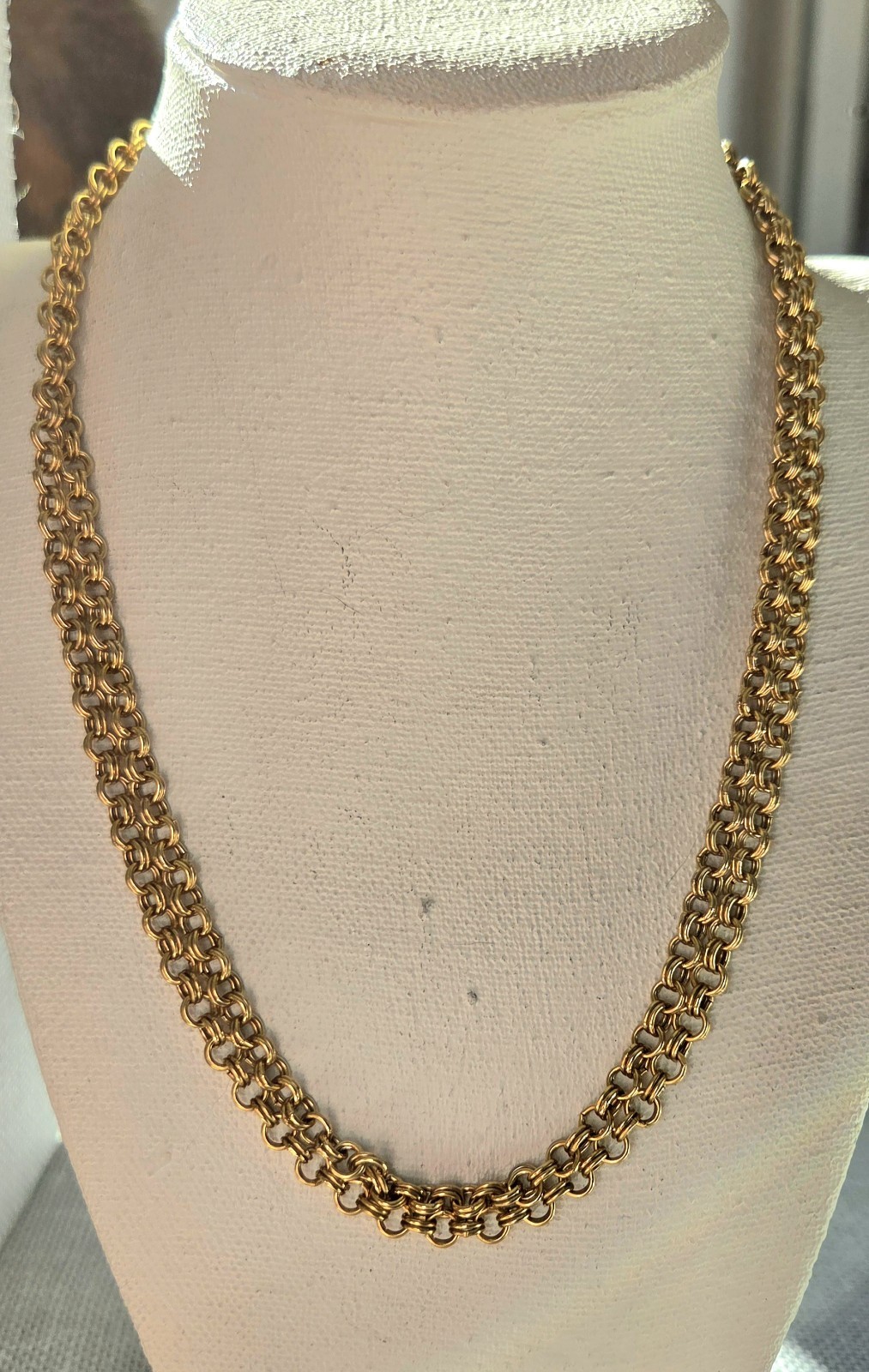 36 Inch Long Gold Tone Double Link Rolo Cable Chain Necklace Costume Victorian