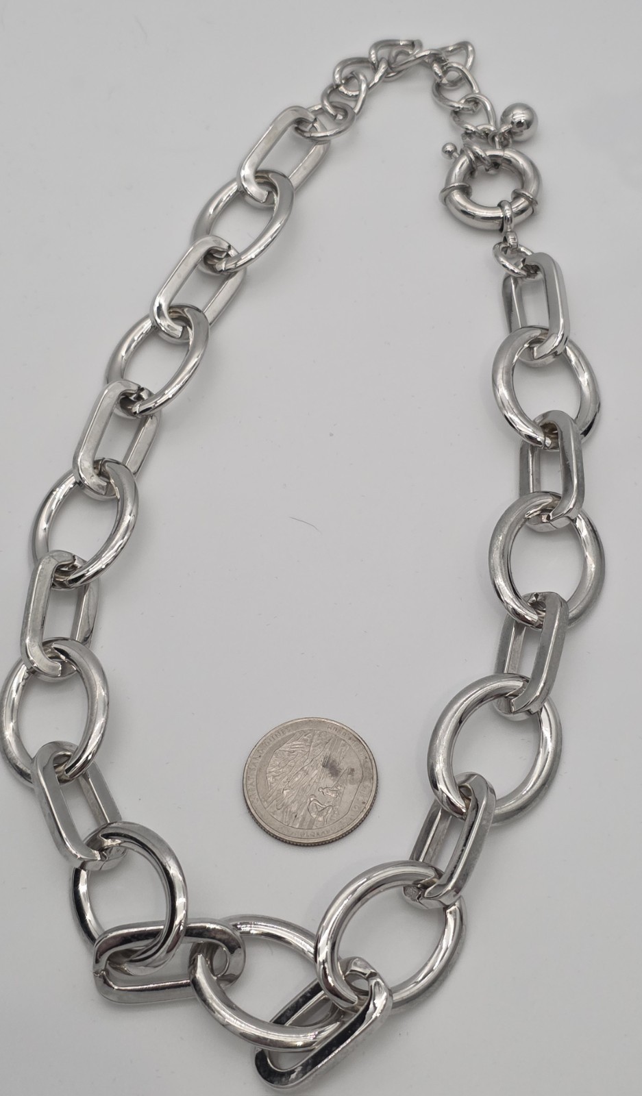 Necklace Silvertone & Earring Set 20in #0102