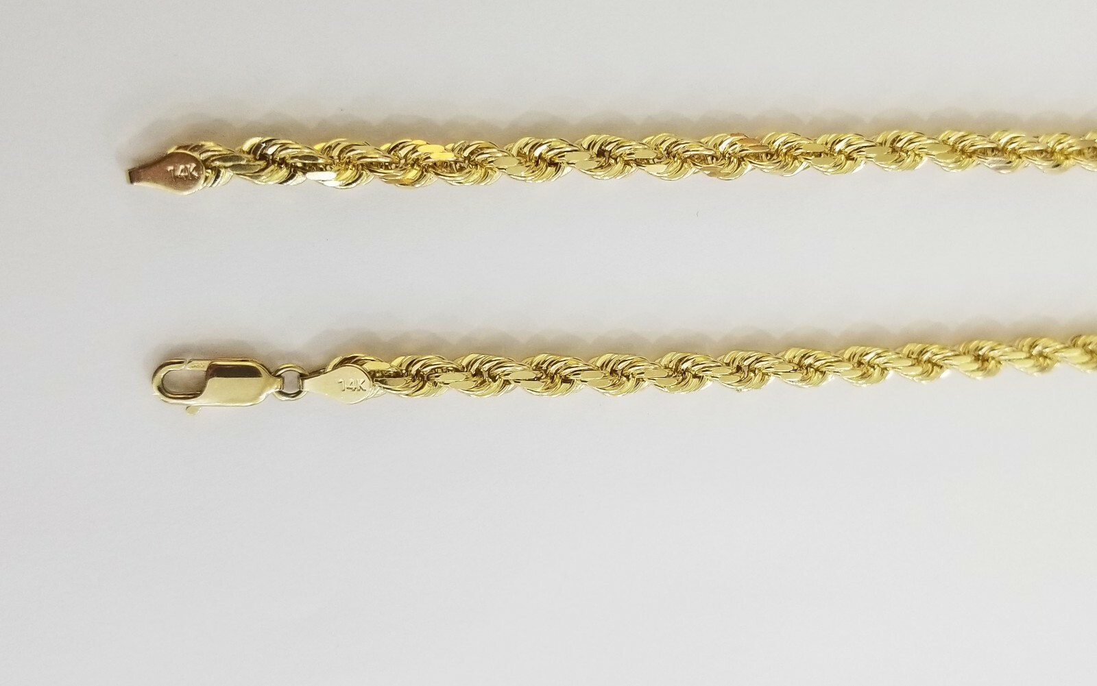 Real 14K SOLID Yellow Gold Rope Chain 5mm 20-28Inches necklace Lobster Lock 14kt