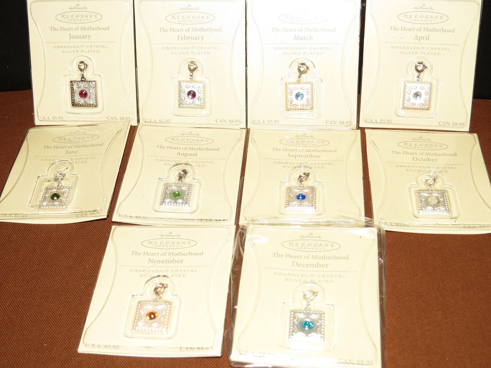 NEW Hallmark Keepsake silver plated BIRTHSTONE Charm Pendent SWAROVSKI Crystal