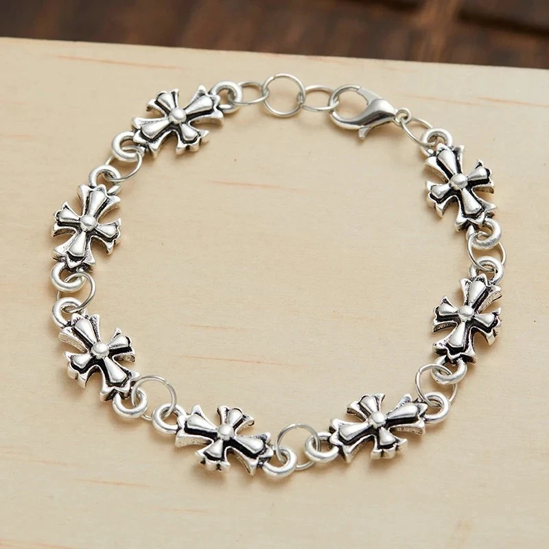 Chrome Hearts Style Cross Bracelet Zinc Alloy Chain Link Jewellery – UK SELLER