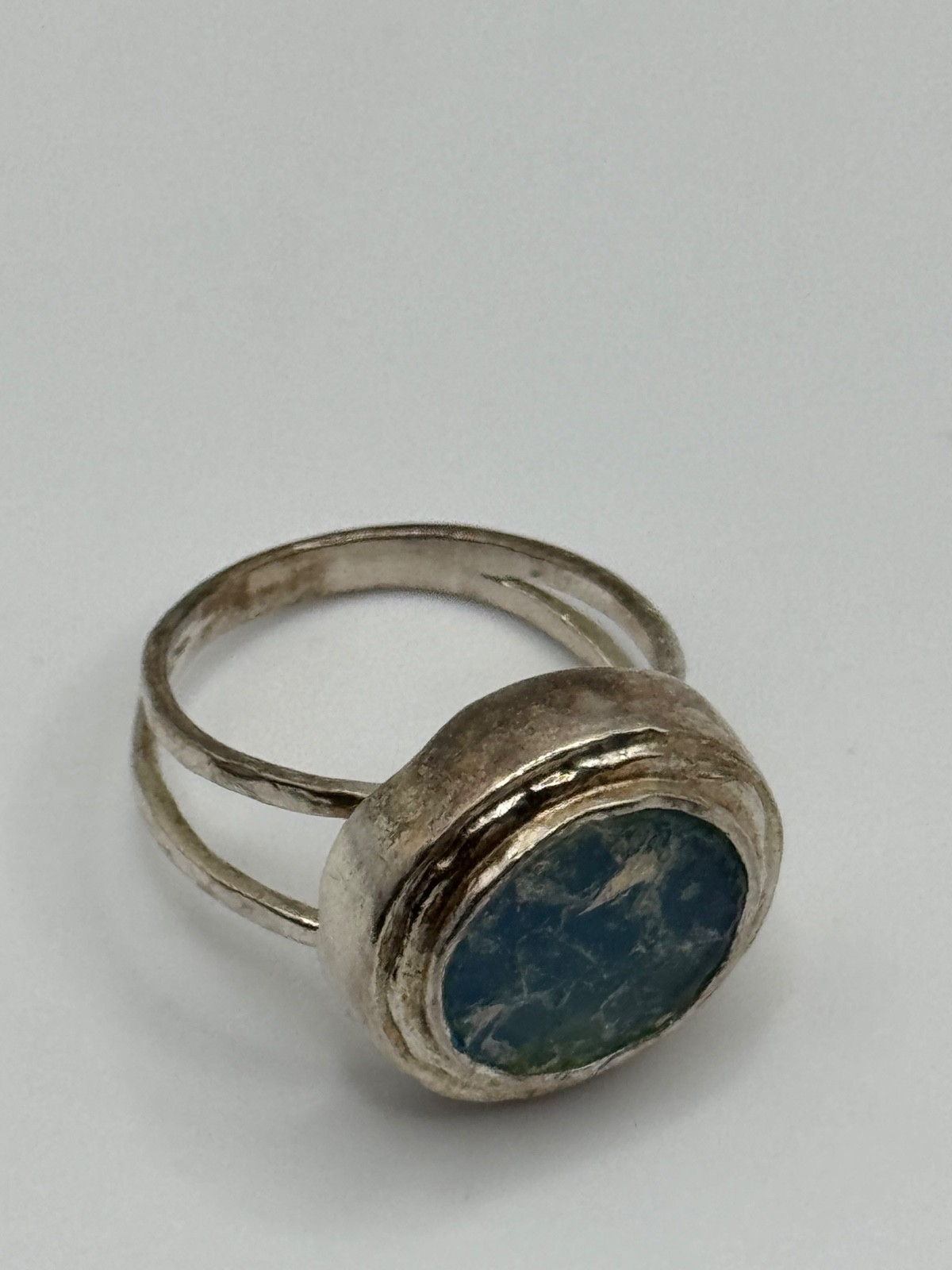 Luli Hamersztein Sterling Silver Roman Glass Ring Size 7