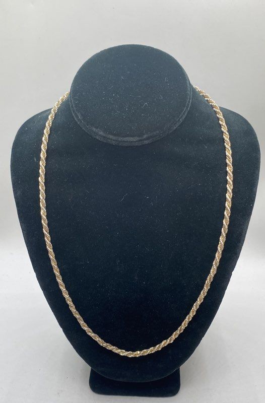 Sterling Silver 925 Two-Tone Gold Vermeil Rope Chain Necklace 24″ 3.5mm 22.3g