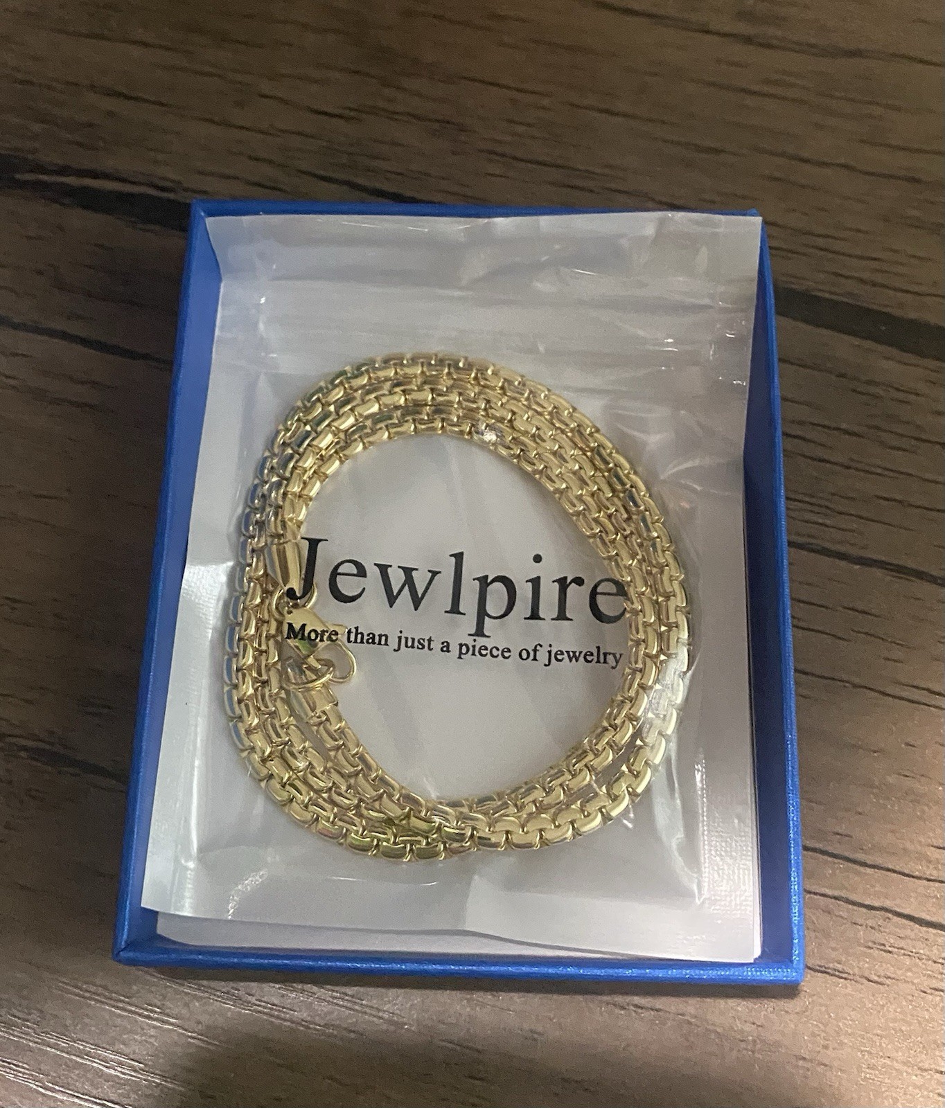 Jewlpire Gold Stainless Steel Box Chain Necklace Lobster Clasp Nickel-Free