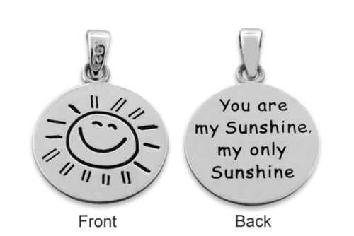 You Are My Sunshine Double Sided Smiling Sun Pendant Necklace
